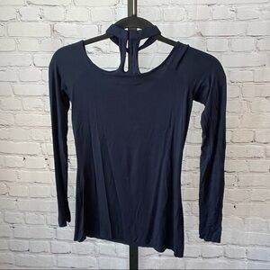 Bailey 44 Navy Blue High Neck Long Sleeve Top Size XS